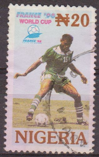 Nigeria 1998 Scott 686 Sello º Futbol Word Cup Francia Jugada timbre utilisé usado 